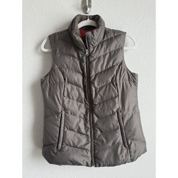 Eddie Bauer Down Puffer Vest Women’s Small Brown Full Zip Outdoors EB550 - Picture 3 of 15